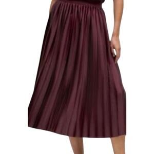 NWT Zara Woman faux leather high waisted pleated midi A/line skirt THE color